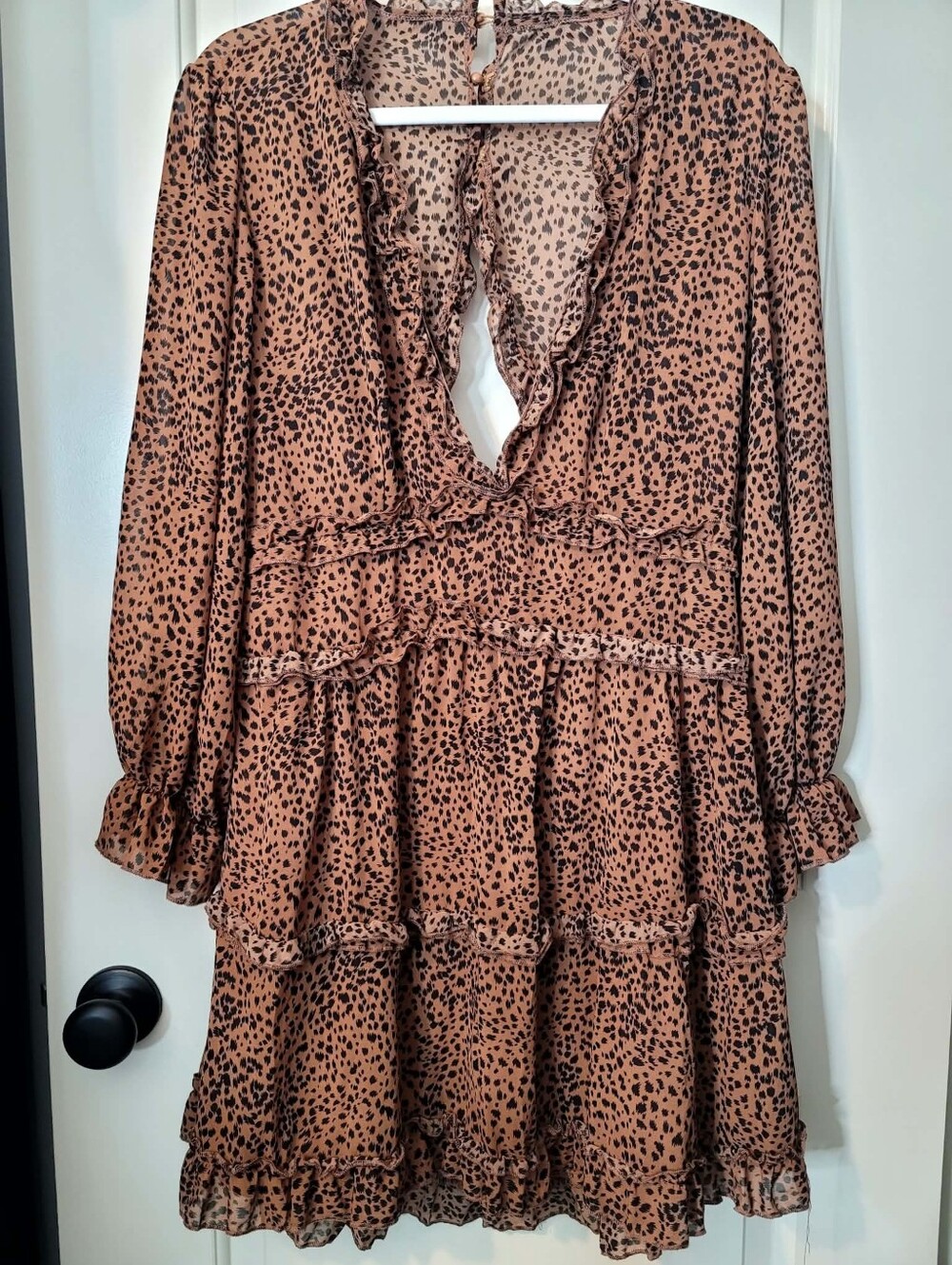 Leapord Print Ruffle Flowy Dress